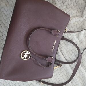 Michael Kors Plum Saffiano Leather Tote with Gold Hardware